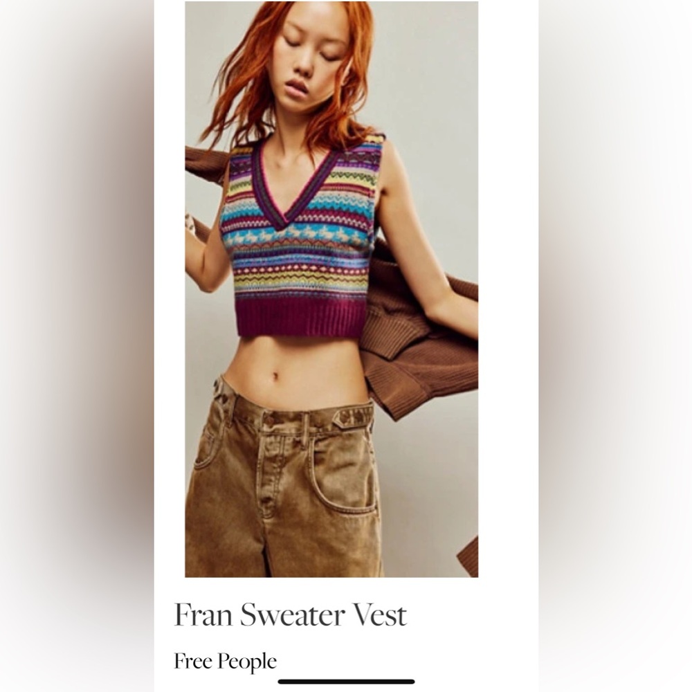 Free People Fran cropped sweater vest